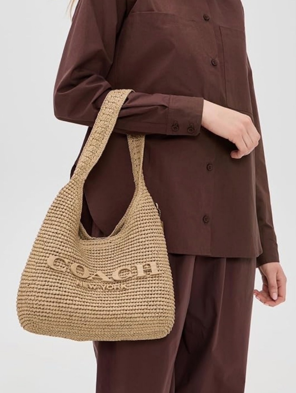 COACH Brooklyn Shoulder Bag 28 in Straw BNWT - Picture 3 of 5